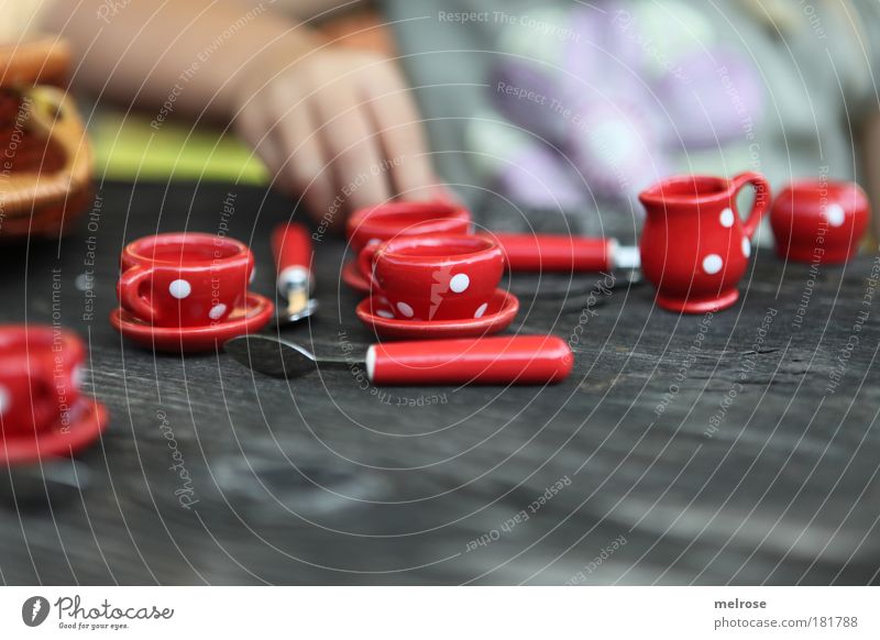 Invitation to tea ... Colour photo Multicoloured Exterior shot Detail Day Shallow depth of field Central perspective Front view Child Girl Hand 1 Human being