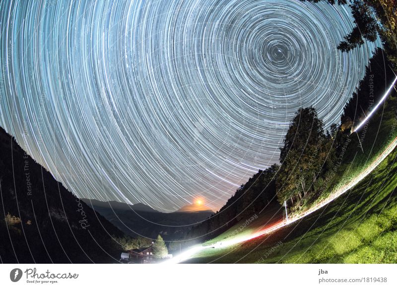 Star orbits above the Niesen Harmonious Contentment Calm Far-off places Mountain Nature Landscape Elements Night sky Stars Autumn Beautiful weather Mount Niesen