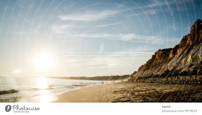 by the sea III Ocean Water Reflection Sun Light Evening Evening sun Human being Sand Beach Rock Waves Dusk Vacation & Travel Nature Relaxation Longing Lighting