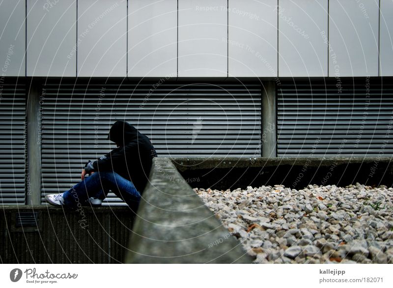 stone and concrete on the balcony Colour photo Subdued colour Exterior shot Copy Space top Day Twilight Light Shadow Contrast Long shot Downward Human being