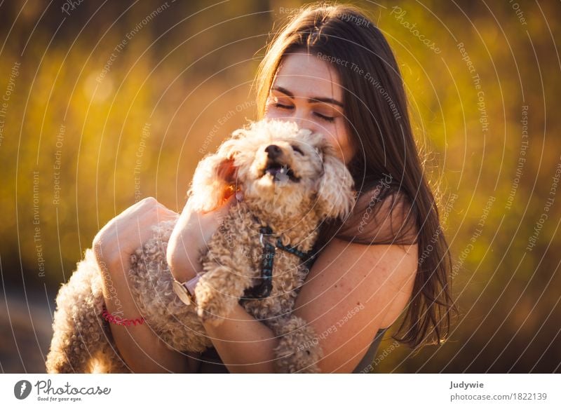 love of animals Joy Happy Harmonious Well-being Contentment Human being Feminine Young woman Youth (Young adults) Woman Adults 13 - 18 years 18 - 30 years