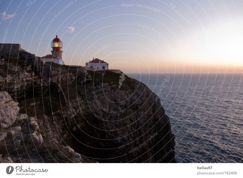 At the southwestern end of Europe Colour photo Exterior shot Copy Space right Evening Twilight Sunrise Sunset Elements Air Water Sky Night sky Horizon Rock