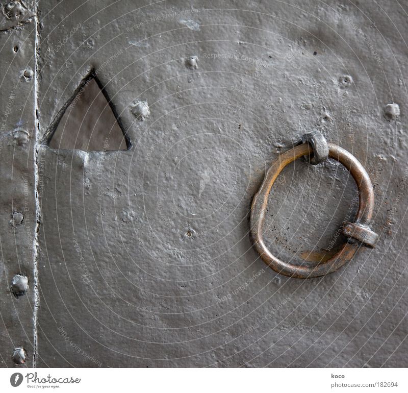 angular & round Subdued colour Exterior shot Close-up Detail Deserted Day Gate Door Metal Steel Lock Old Esthetic Exceptional Sharp-edged Firm Historic Round