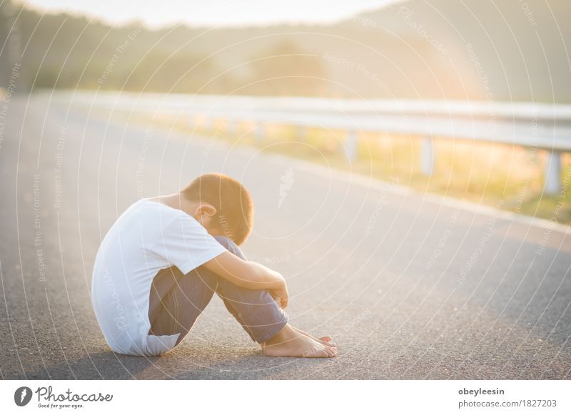 scared and alone, young Asian child, selective focus Human being 1 3 - 8 years Child Infancy Art Nature Landscape Pain Fear Fear of death Colour photo