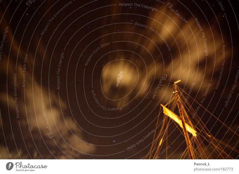 sailors night Exterior shot Evening Night Silhouette Light (Natural Phenomenon) Motion blur Wide angle Air Sky Clouds Night sky Stars Autumn Joy Euphoria Power