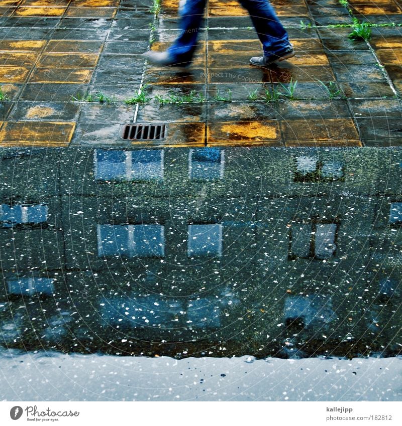 Beat it Colour photo Multicoloured Exterior shot Copy Space bottom Day Light Reflection Sunlight Motion blur Bird's-eye view Man Adults Legs Feet 1 Human being