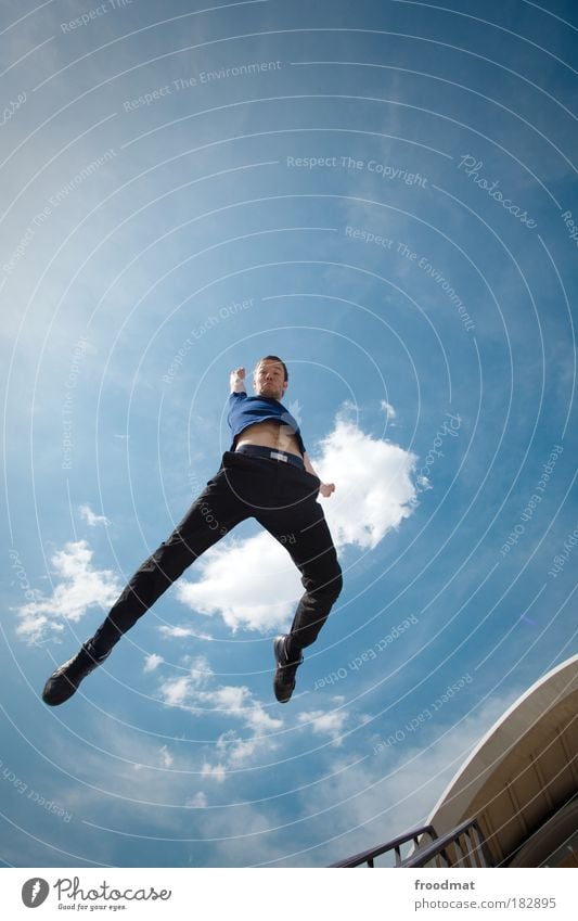 &#955; Colour photo Exterior shot Copy Space top Day Sunlight Looking into the camera Forward Summer Human being Masculine Young man Youth (Young adults) Man