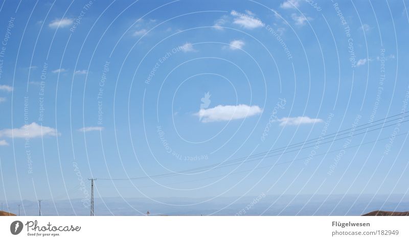 heaven and earth Colour photo Exterior shot Day Sky Sun Mountain Vacation & Travel Looking Free Joy Happy Emotions Electricity pylon Clouds Israel Negev Jordan