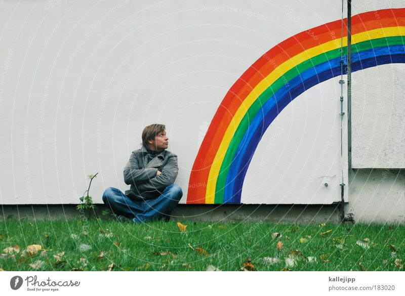 in wonderland Colour photo Exterior shot Copy Space left Day Light Shadow Reflection Light (Natural Phenomenon) Sunlight Long shot Upward Human being Man Adults