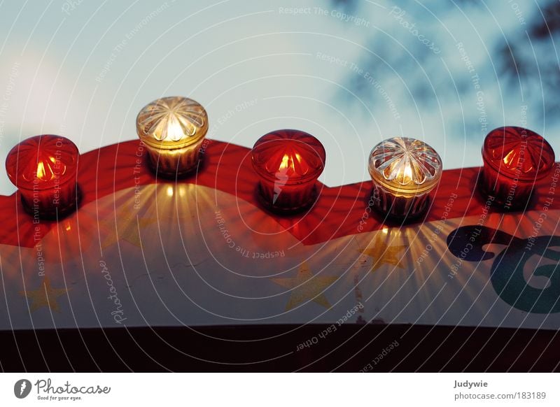 Red-white sparkle lights Colour photo Exterior shot Deserted Copy Space top Copy Space bottom Evening Twilight Shallow depth of field Joy Leisure and hobbies