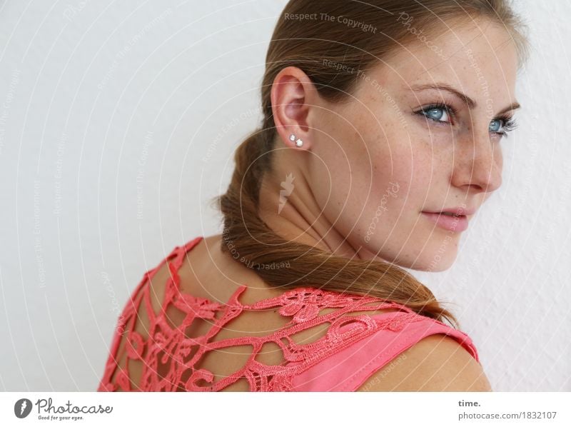 Maike Feminine 1 Human being Dress Earring Brunette Long-haired Braids Observe Think Looking Wait Cool (slang) Beautiful Self-confident Power Willpower Brave