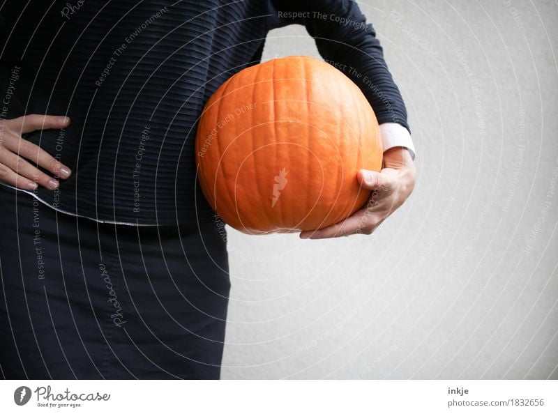 pumpkin ball Pumpkin Pumpkin time Nutrition Lifestyle Leisure and hobbies Thanksgiving Hallowe'en Woman Adults Body Arm Hand 1 Human being 30 - 45 years