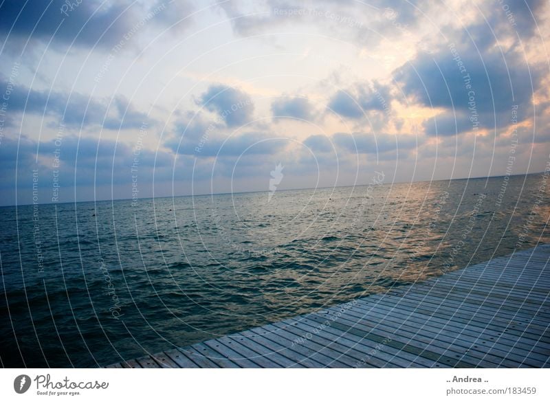 lake view Water Sky Clouds Horizon Sunrise Sunset Longing Homesickness Wanderlust Loneliness Ocean sea Colour photo Exterior shot Deserted Twilight