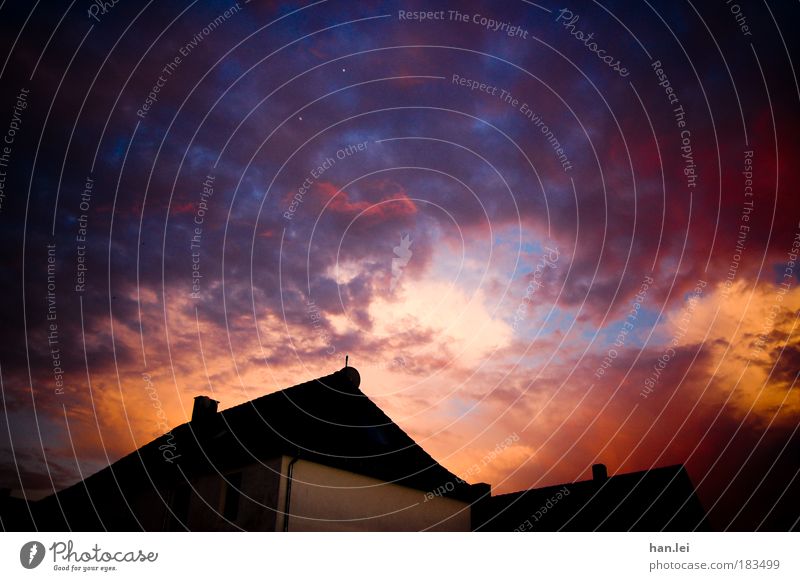 99 - End of the world Colour photo Multicoloured Exterior shot Deserted Copy Space right Copy Space top Evening Twilight Contrast Silhouette Sunlight Sky Clouds