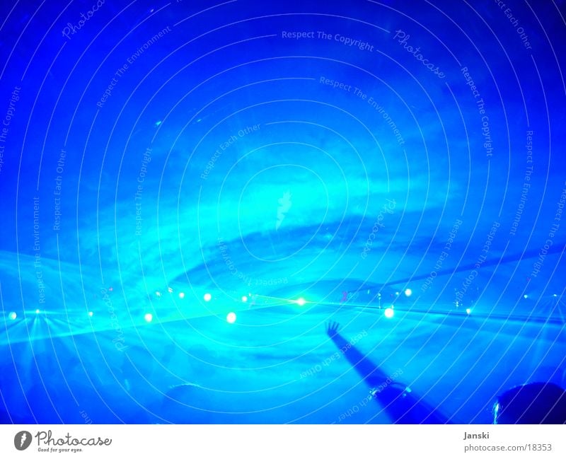 Laser in fog Disco Club Party Human being Tunnel Light Fog Flashy Weekend Oval Dance Feasts & Celebrations Blue Technology Movement Joy