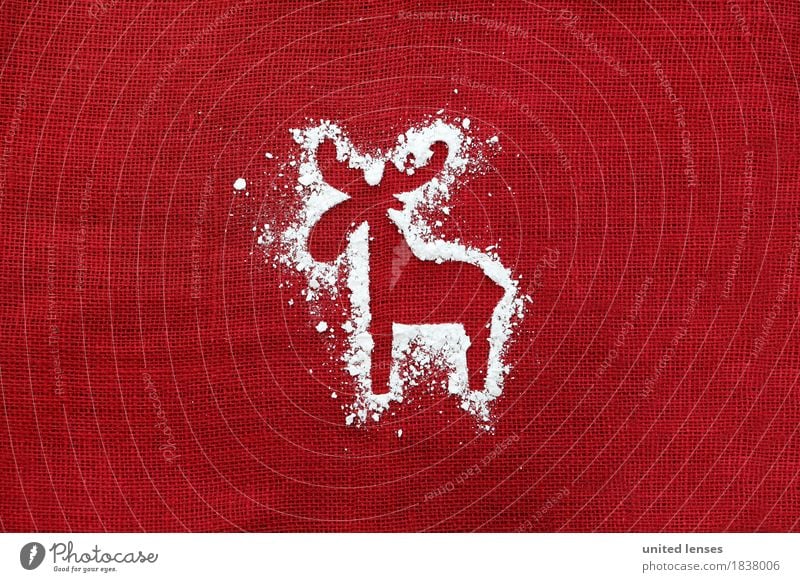 AKCGDR# Snow track VII Art Work of art Esthetic Reindeer Christmas & Advent Card Structures and shapes Red December Creativity Silhouette Contour Colour photo