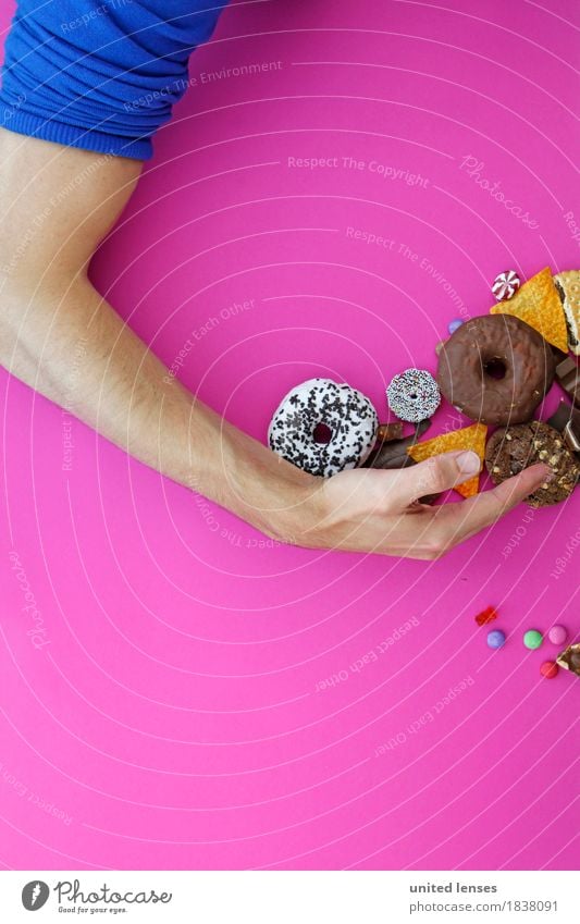 AKCG# Sweets-America II Art Work of art Painting and drawing (object) Youth culture Event Shows Party Esthetic Arm Avaricious Hand Pink Donut Chocolate