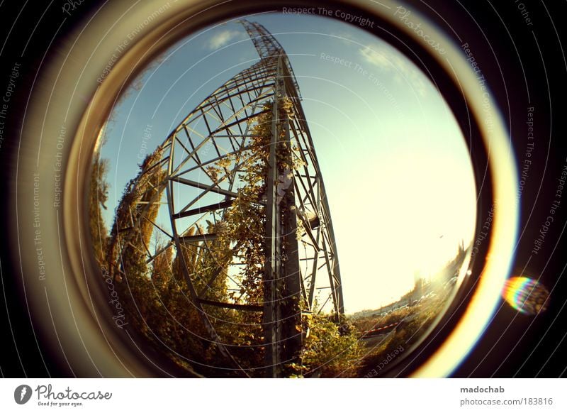 electric Colour photo Multicoloured Exterior shot Abstract Day Worm's-eye view Wide angle Fisheye Technology Energy industry Renewable energy Energy crisis