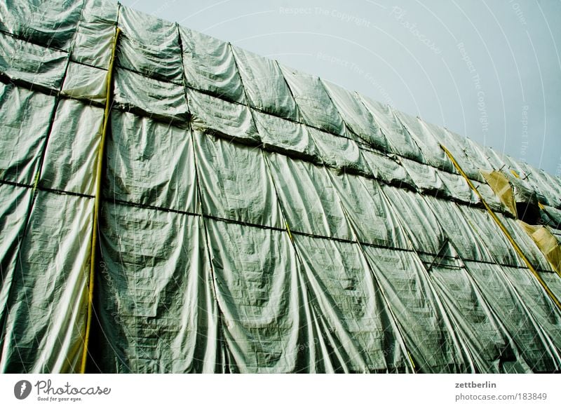 Dresden - Transport Museum old market Elbe Covers (Construction) Construction site Tarp Wrinkles Cloth Scaffolding building lion Expenditure Replication