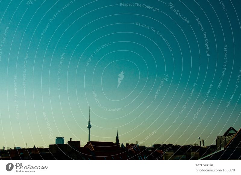 Far Berlin capital Skyline Town Berlin TV Tower Television tower House (Residential Structure) Roof Above Horizon Review Overview Vantage point Perspective