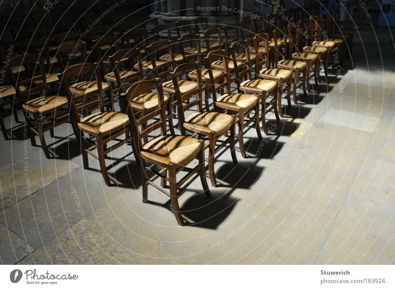 chairs Colour photo Interior shot Deserted Day Light Shadow Contrast Silhouette Sunlight Wide angle Summer vacation Church Esthetic Authentic Moody Truth