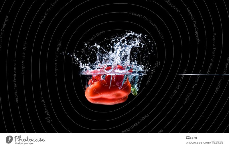 splash Colour photo Studio shot Contrast Deep depth of field Nutrition Style Water Drops of water Esthetic Simple Elegant Fluid Fresh Wet Clean Red Purity