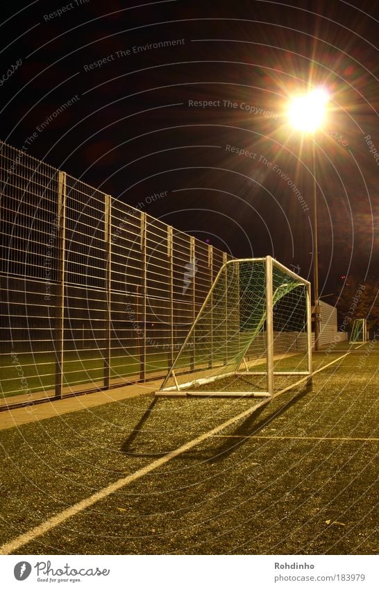 Gate,gate,gate! Exterior shot Deserted Night Light (Natural Phenomenon) Back-light Long exposure Central perspective Ball sports Sporting event Soccer