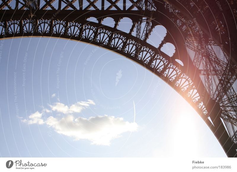 Paris Colour photo Exterior shot Detail Copy Space bottom Day Light Contrast Silhouette Reflection Sunlight Back-light Capital city Tower Manmade structures