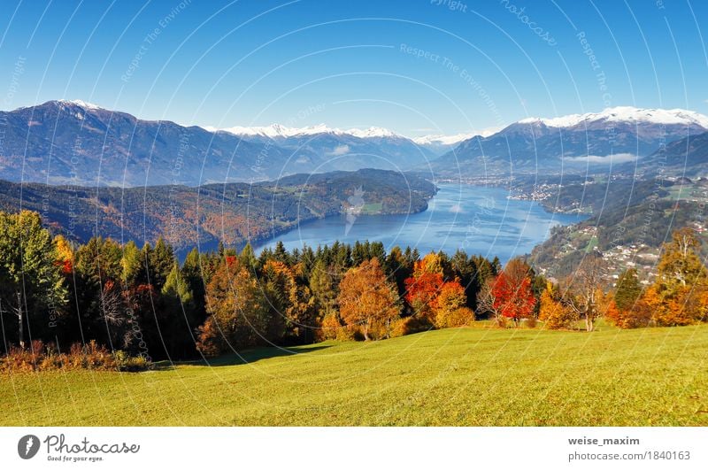 Sunny autumn day on the lake in mountains of south Austria Relaxation Vacation & Travel Tourism Adventure Far-off places Freedom Mountain Hiking