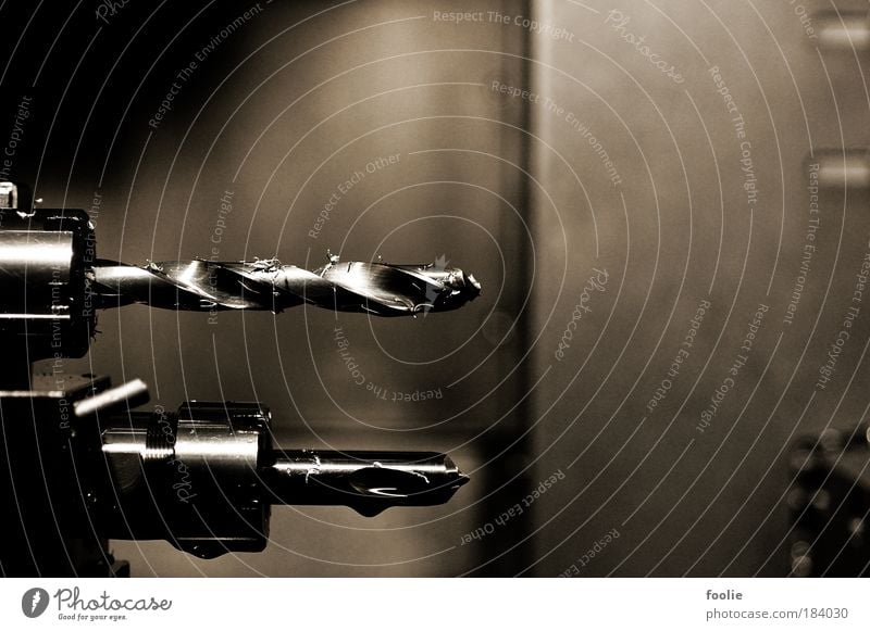 lathe Colour photo Subdued colour Close-up Detail Deserted Artificial light Flash photo Shallow depth of field Machinery Drill Lathe Industry