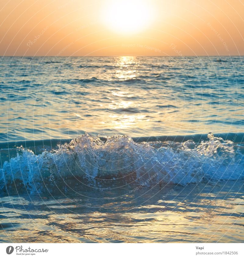 Sunset above the sea Vacation & Travel Summer Summer vacation Beach Ocean Waves Nature Landscape Sand Water Sky Horizon Sunrise Sunlight Beautiful weather Storm