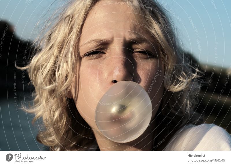 dreamy Colour photo Subdued colour Exterior shot Evening Twilight Shallow depth of field Portrait photograph Looking into the camera Joy Summer Human being