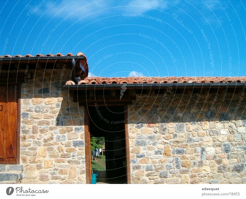 Fregaderos House (Residential Structure) Summer Fieldstone house Building Tiled roof Mediterranean Architecture Sky