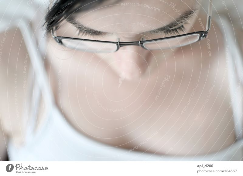 concentration Colour photo Subdued colour Interior shot Close-up Copy Space bottom Day Light High-key Shallow depth of field Portrait photograph Upper body