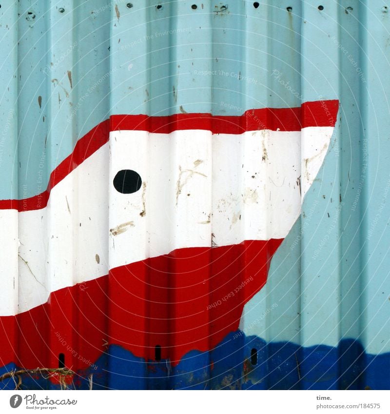 sulkboat Wall (building) Tin Scotsman Maritime Colour Painting and drawing (object) Art White Blue Red Watercraft (the assistant does not know any ship) Hollow