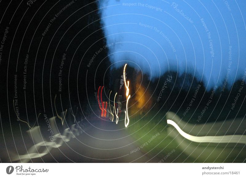 Drunk #2 Long exposure Forest Ground markings Meadow Night Dark Street Sky Evening