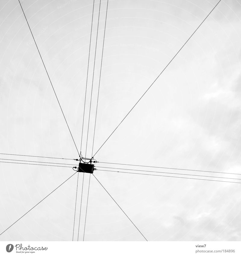 light spider Black & white photo Subdued colour Exterior shot Detail Deserted Deep depth of field Worm's-eye view Technology Energy industry Sky Clouds Climate