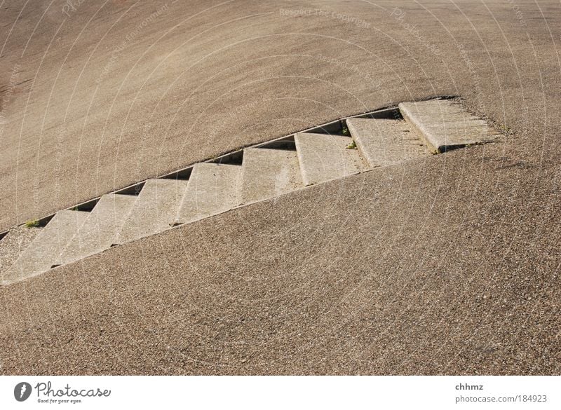 staircase Subdued colour Exterior shot Copy Space top Copy Space bottom Day Shadow Contrast Coast North Sea Island Texel Stairs Stone Concrete Loneliness Upward