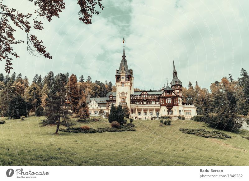 Neo-Renaissance Peles Castle Built In 1873 In Romania Style Vacation & Travel Tourism Art Museum Architecture Culture Environment Nature Landscape Sky Clouds