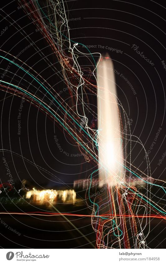 Washington Monument @ night Washington DC USA Capital city Deserted Tower Manmade structures Building Tourist Attraction Landmark Movement Innovative