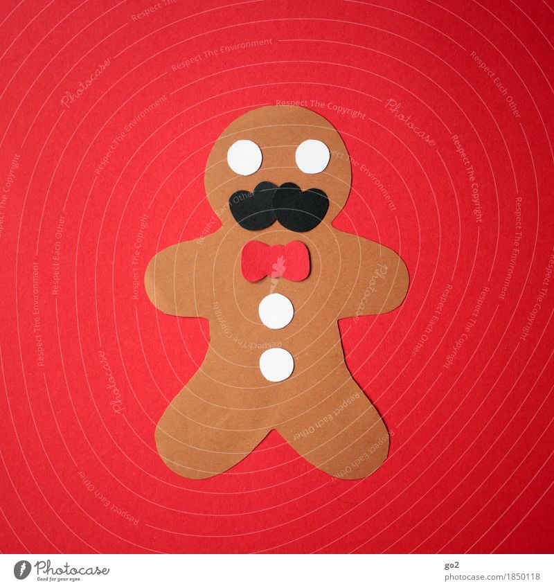 gingerbread schnauzman Dough Baked goods Nutrition Eating Style Design Joy Leisure and hobbies Handcrafts Handicraft Bow tie Moustache Buttons