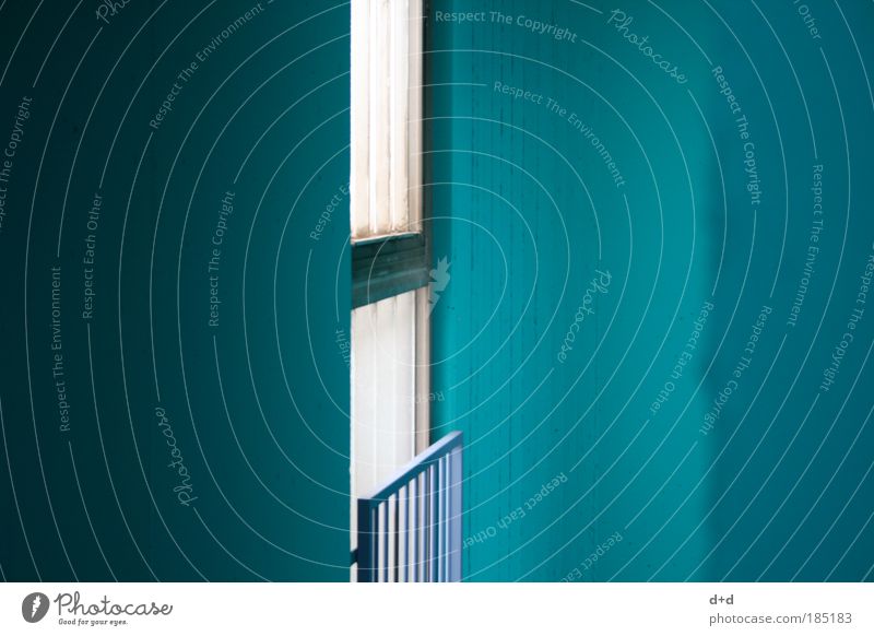 ll-l House (Residential Structure) Window Window pane Turquoise Hallway Staircase (Hallway) Cold Empty Closed Anonymous Sterile Lattice window Architecture