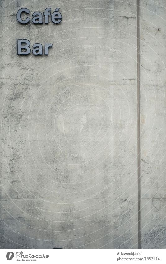 Concrete Café / Bar Wall (barrier) Wall (building) Characters Gray Town Lettering Signs and labeling Colour photo Exterior shot Deserted Day