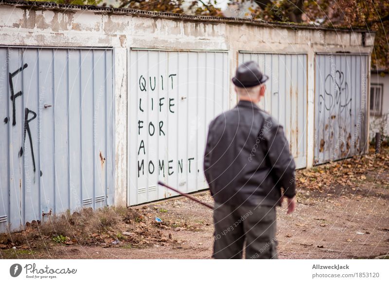 Breathe a sigh of relief Masculine Man Adults Male senior Grandfather Senior citizen Life 1 Human being Characters Graffiti Old Exhaustion Apocalyptic sentiment