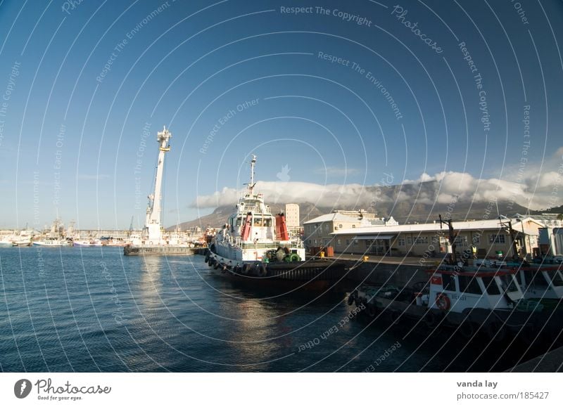 Victoria and Alfred Waterfront Industry Sky Cloudless sky Beautiful weather Fog Mountain Cape Town South Africa Capital city Port City Downtown Harbour