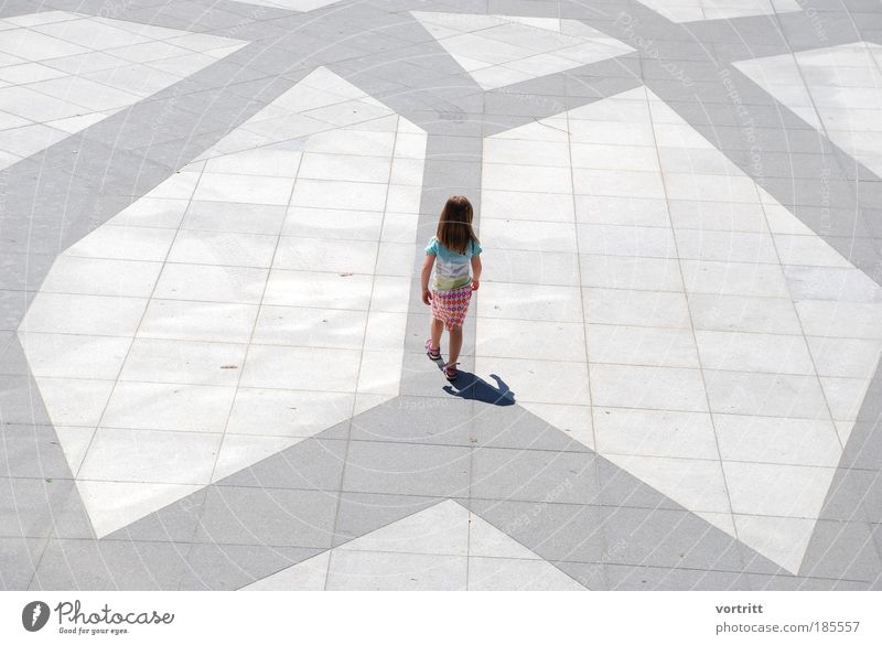 Walk The Line Child Girl 1 Human being 3 - 8 years Infancy Stage Places Playground Stone Sign Ornament Going Playing Esthetic Fresh Town Gray Loneliness