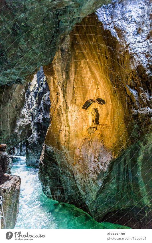 Partnach clamp Landscape Alps Moody Contentment Attentive Caution Serene Calm Garmisch-Partenkirchen Partnachklamm Virgin Mary Mountain stream Bavaria