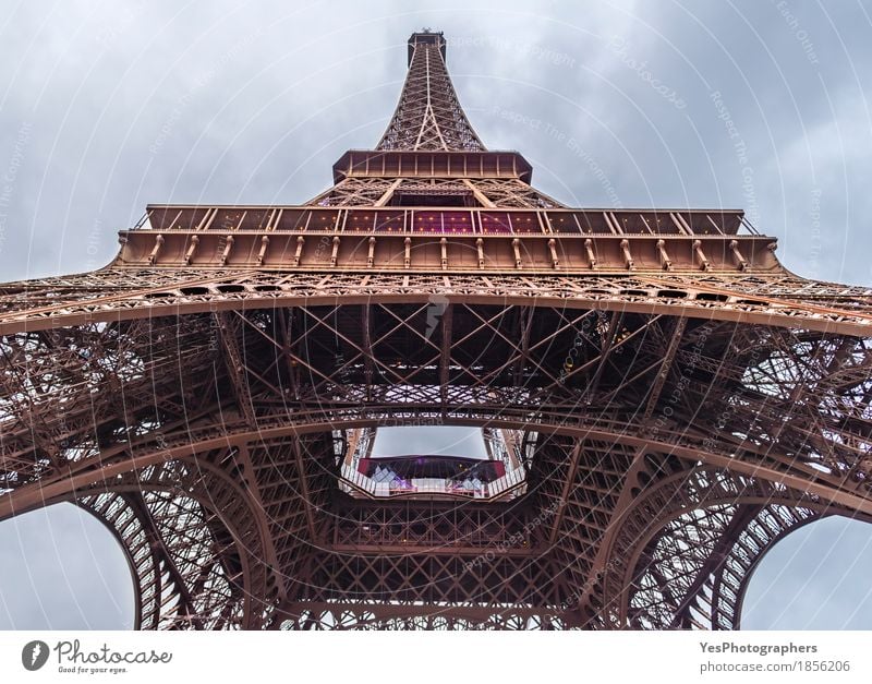 Bottom up view of the Eiffel Tower Design Vacation & Travel Tourism City trip Work of art Manmade structures Building Architecture Tourist Attraction Landmark