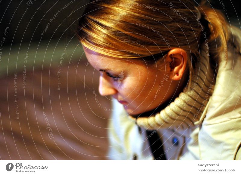 Are you looking at something? Blonde Jacket Collar Glittering Woman Looking Head Observe Hair and hairstyles