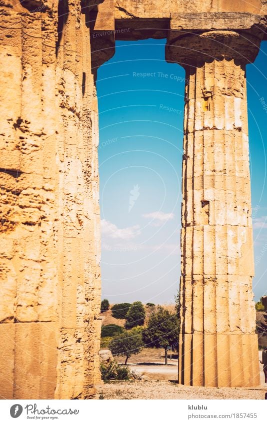 Ancient Greek temple in Selinunte, Sicily, Italy Vacation & Travel Tourism Culture Landscape Sky Ruin Building Architecture Monument Stone Old Historic Society